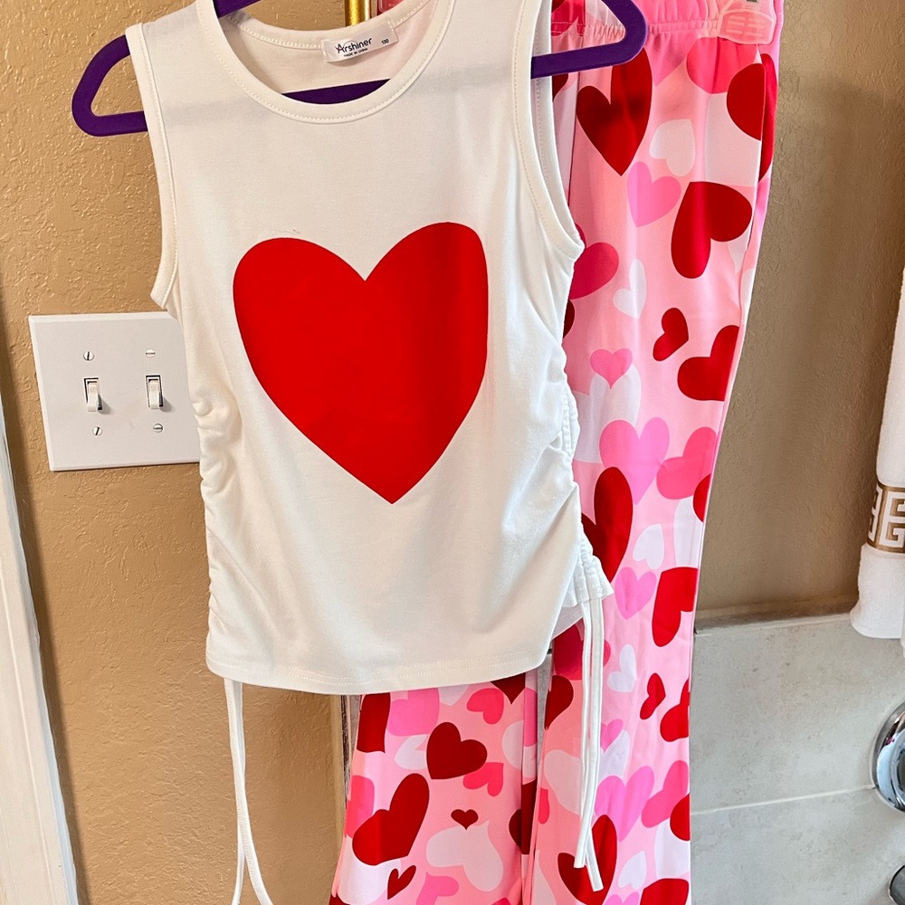 Wonder Nation Red Heart Kids  valentine outfit White and Pink